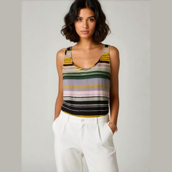 🥑NWT Banana Republic Striped Racerback Lightweight Formal Tank Top %100 Viscose - Picture 4 of 16